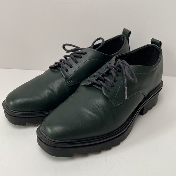 Zara Shoes Women US 6.5 EU 37 Green Blucher Oxford Chunky Lug Sole Platform - Picture 6 of 12